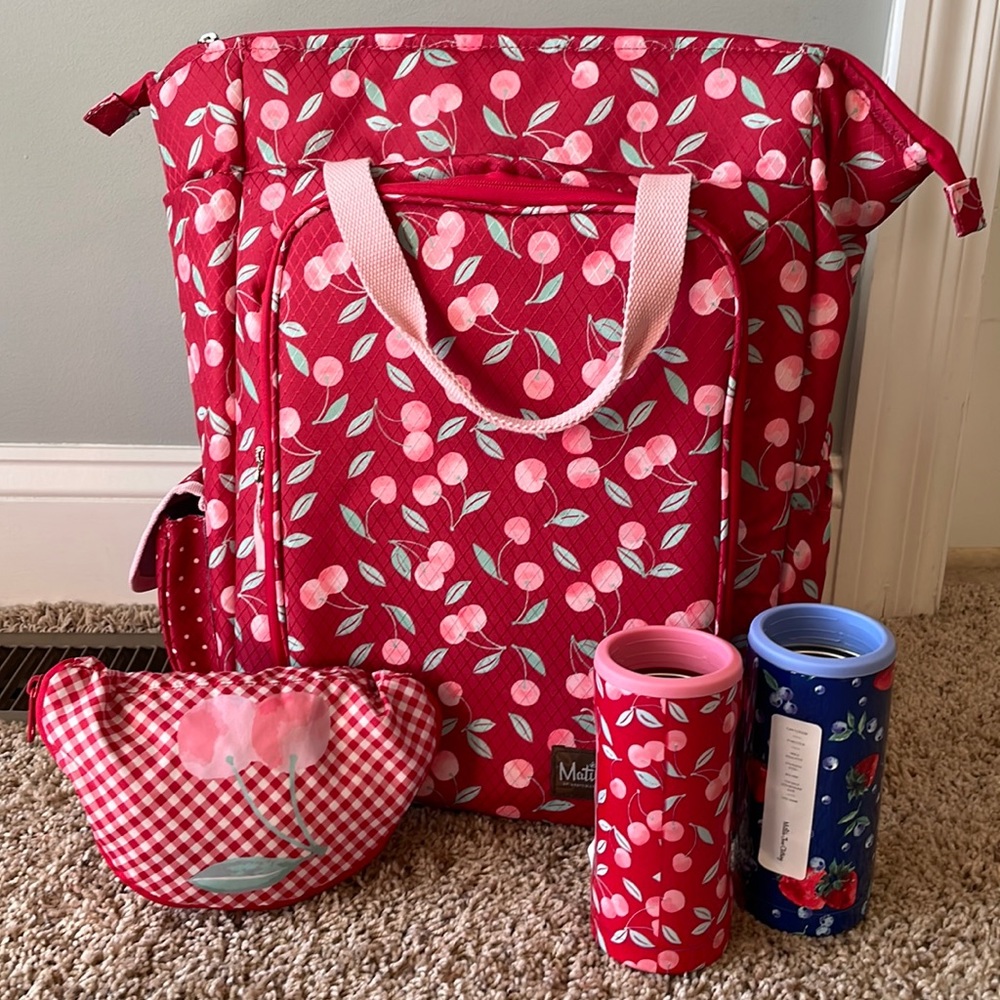 NEW Matilda Jane Barnett Backpack Cooler Sophia Mesh Carryall Clio Slim Cans Set